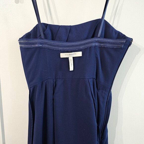 BCBGMAXAZRIA Runway Draped Navy Strapless Dress in size 0 - Picture 5 of 7